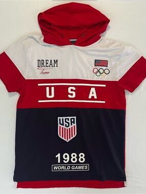 Vintage Krisp NYC Dream Team USA 1988 Sweatshirt Red White Blue Men's Hoodie XL